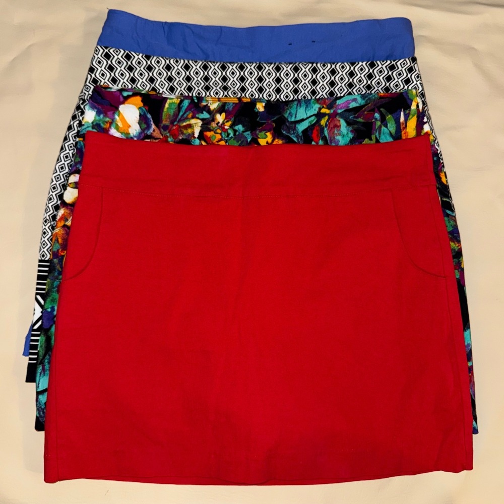 Lot of 4‎ Womens Mini Skirts with Shorts Size 12 Zac & Rachel Rafaella Floral
